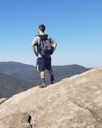 sober living resident hiking - men's extended care program concept